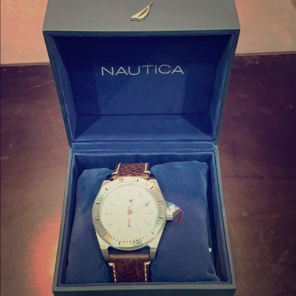 Brand New Men’s Nautica  brown leather watch